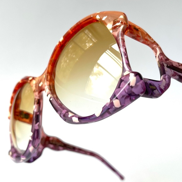 Vintage Sunglasses French 1960s Carita Paris France Oversized Butterfly Bug Eye - Picture 10 of 16